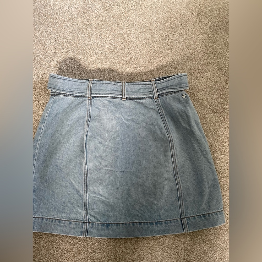 Denim Button Front Skirt - Pale Wash - Picture 3 of 6